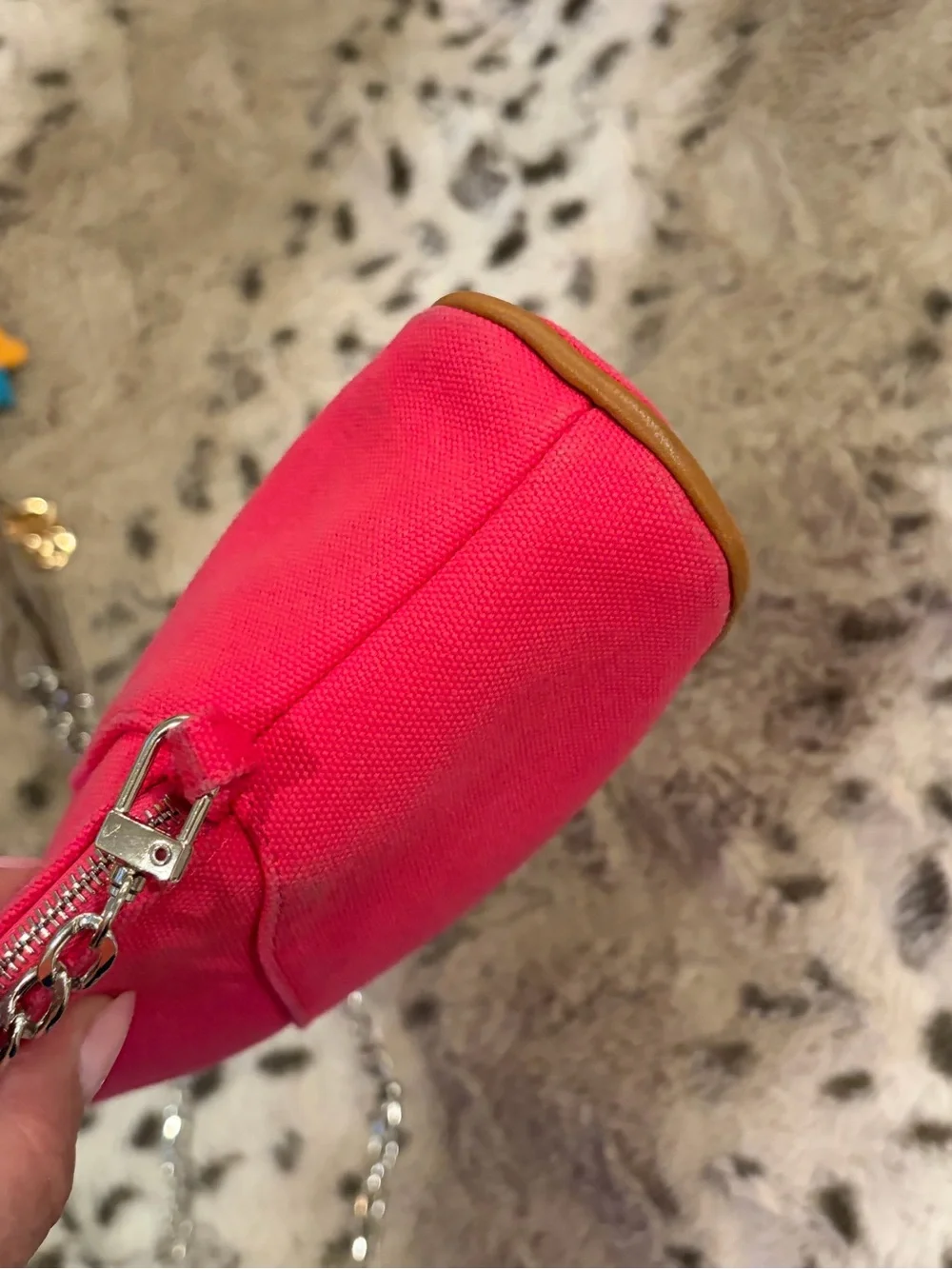 HERMES H CANVAS POUCH ON UNBRANDED CHAIN & BAG CHARM